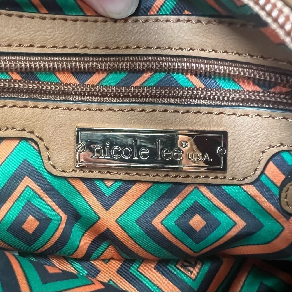 Nicole Lee USA brown studded braided bag faux leather 14 x 11 x 5.5 inches - Picture 15 of 16